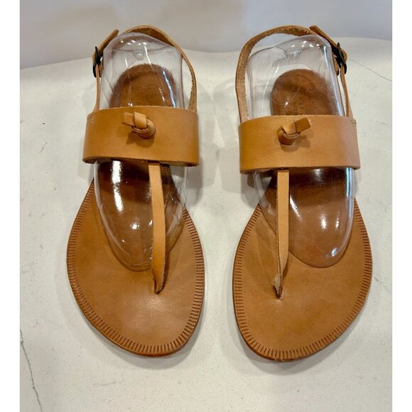 Joie A La Plage Leather T-Strap & Buckle Flat Sandal in Tan - Sz EU40 (US 9.5) - Picture 1 of 5
